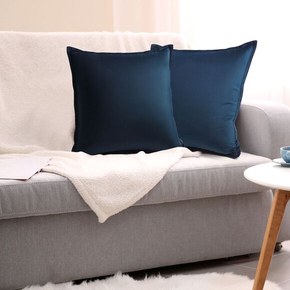 Velvet Throw Pillow Cover 2Pcs Cushion Cases 16"x16" Navy - Picture 6 of 6